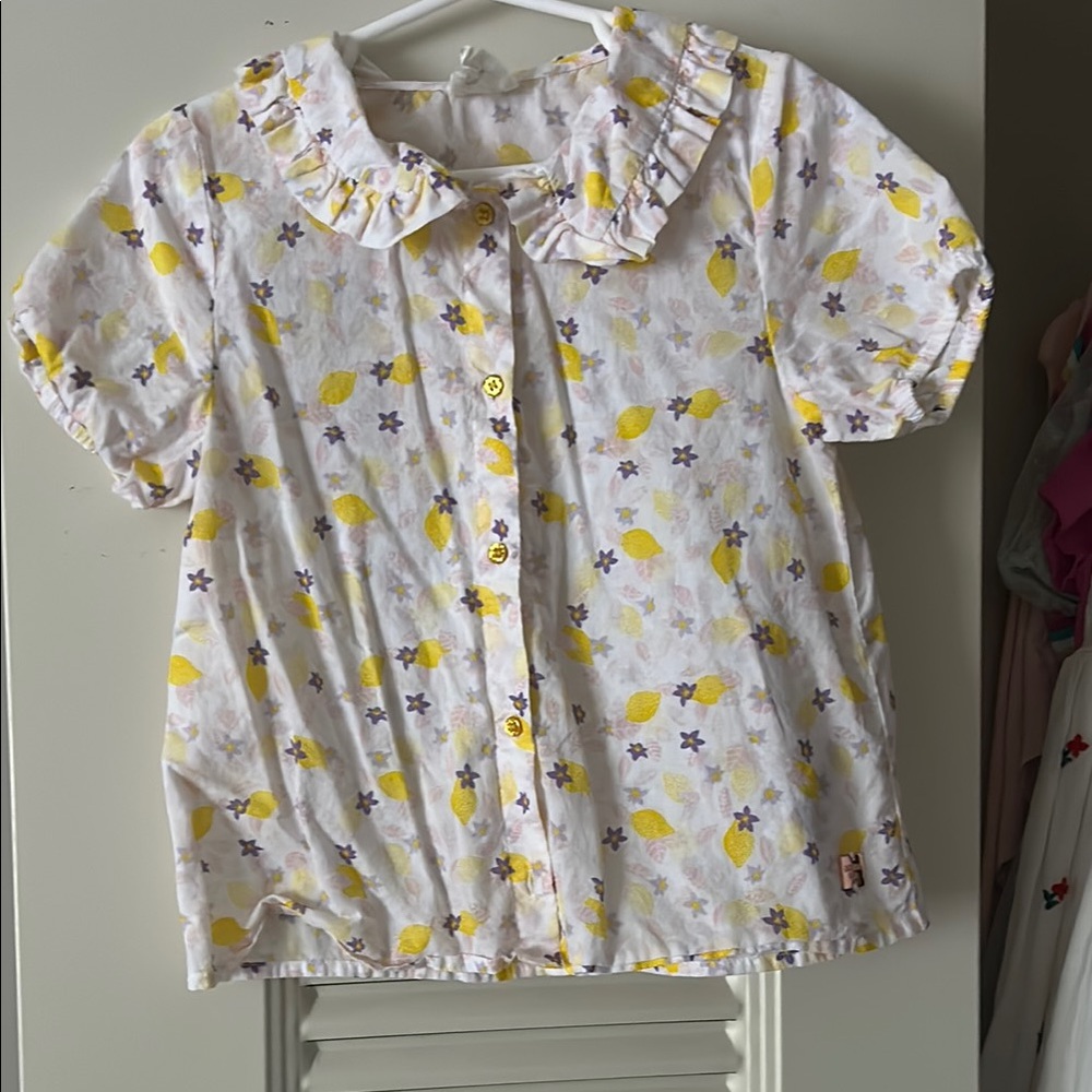 Charming Kids Button Down Shirt with Ruffled Collar